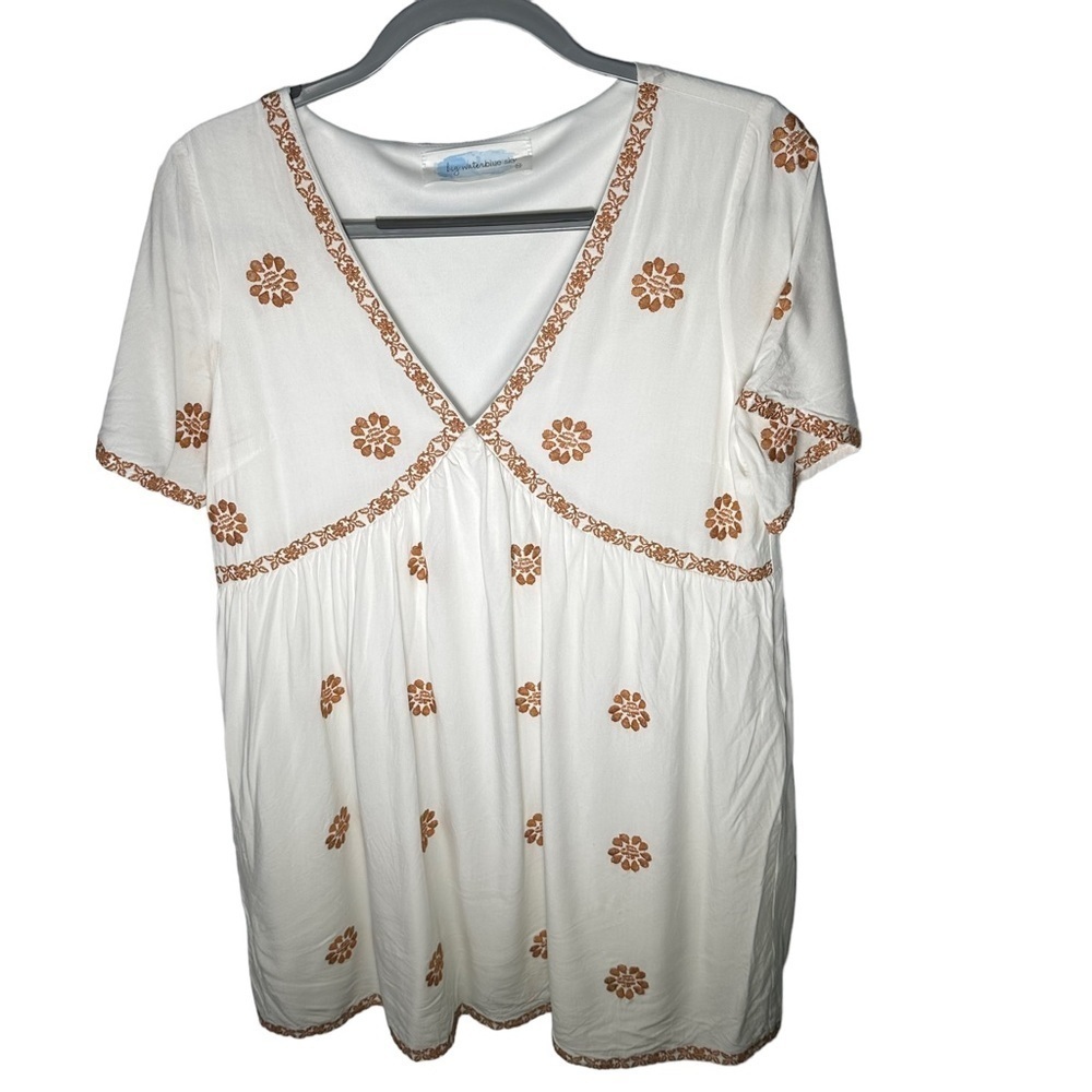 Big Water Blue Sky White Baby Doll Tunic Size Medium